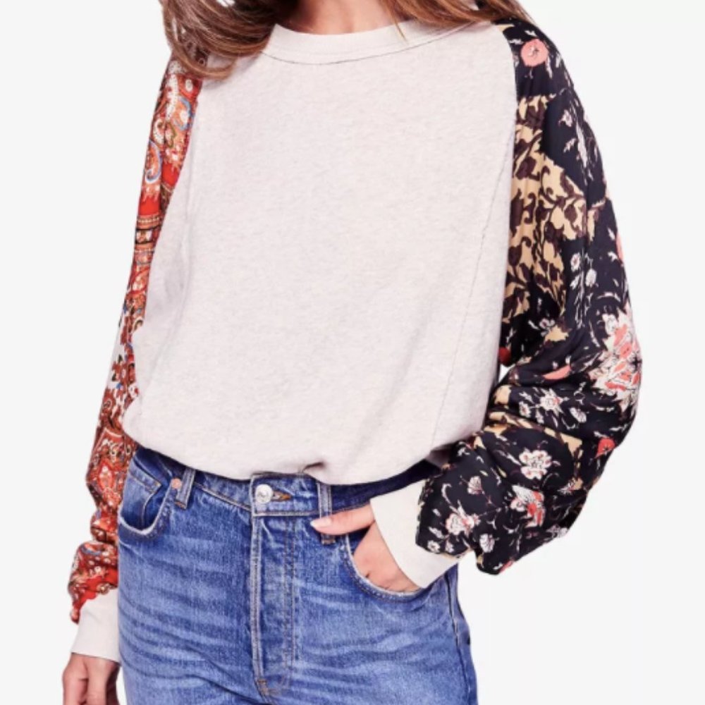 Free People Oatmeal Vintage Affair Sweatshirt